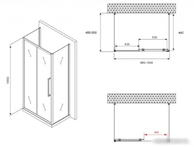 Душевой уголок Abber Schwarzer Diamant AG30100BH-S50B-S50B - фото товара
