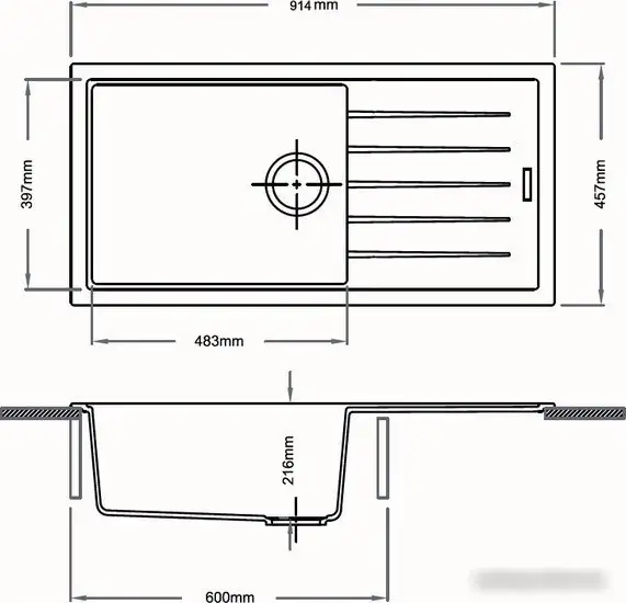 Кухонная мойка Longran Ultra ULS914.457 (оникс) - фото товара