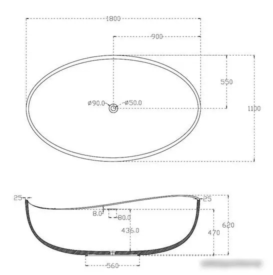 Ванна Abber 180x110 AB9239 - фото товара