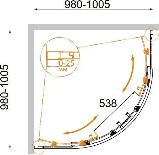 Душевой уголок Cezares Molveno-R-2-100-C-Boro-IV - фото товара