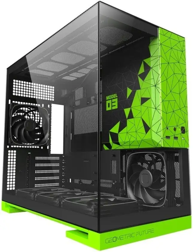Корпус Geometric Future Model 3 5FAN (черный/зеленый) – фото товара
