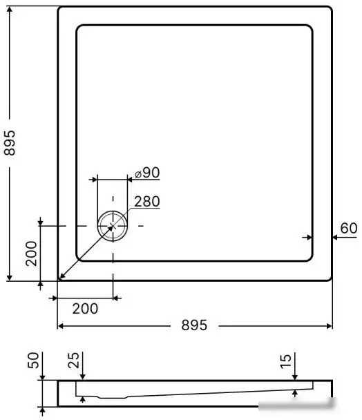 Душевой поддон Axus Kvadro 90x90 PK-90 - фото товара