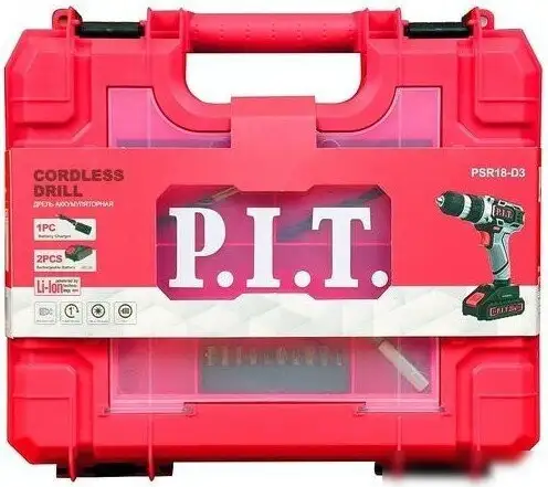 Дрель-шуруповерт P.I.T. PSR18-D3 (с 2-мя АКБ, кейс) – фото товара