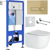 Унитаз подвесной Roxen Vortex в комплекте с инсталляцией StounFix Dual Fresh 6 в 1 968090 (кнопка: брашированное золото) - изображение в каталоге