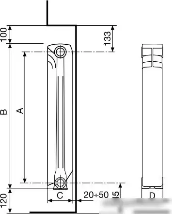 Алюминиевый радиатор Fondital Ardente C2 500/100 V63903408 (8 секций) - фото товара