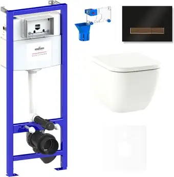 Унитаз Lavinia Boho Relfix One Compacto 7 в 1 75110093 (черный/темное дерево стекло) - изображение в каталоге