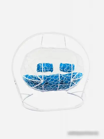 Подвесной диван M-Group Лежебока 11180110 (с белым ротангом/синяя подушка) – фото товара