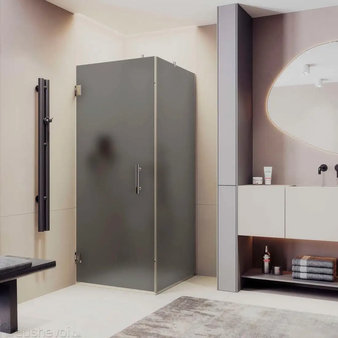 Душевой уголок MaybahGlass MGY-1307-4 (графит матовый стекло/хром глянцевый) - фото товара