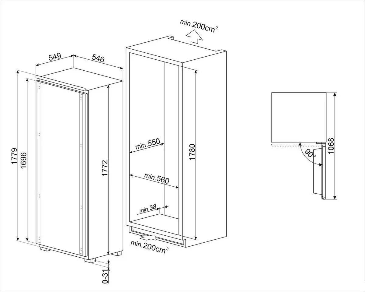 Однокамерный холодильник Smeg S9L1741D - фото товара