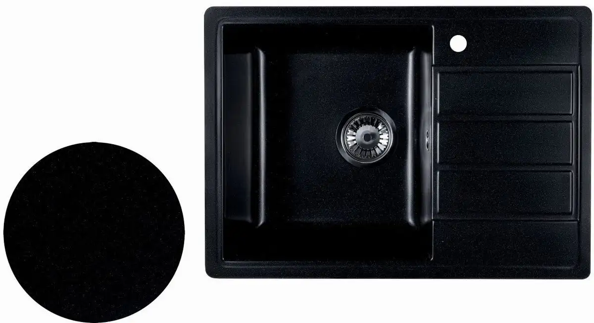 Кухонная мойка Marblan Recta L (оникс, с сифоном) - фото товара