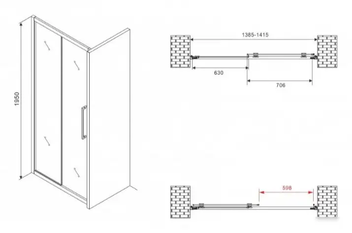 Душевая дверь Abber Schwarzer Diamant AG30140BMH - фото товара