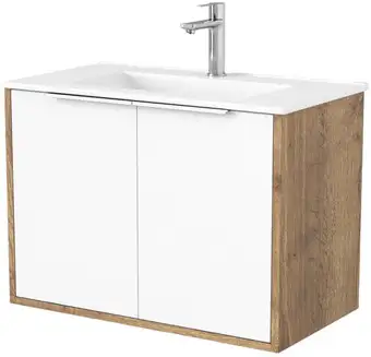 Дабер Тумба под умывальник 018 70 Т18.7.0.21Б (дуб галифакс/белый/ручка белая) – изображение в каталоге