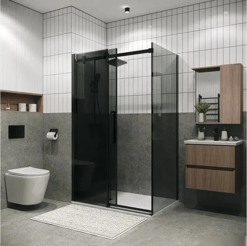 Душевая стенка Grossman Classic 90x195 200.K33.04.90.21.10 (черный матовый/стекло тонированное) - фото товара