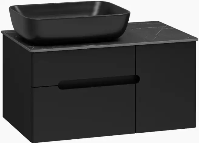 Misty Тумба под умывальник Роял 80 П-Роя-01080-021П2Я (подвесная, черный) – фото товара