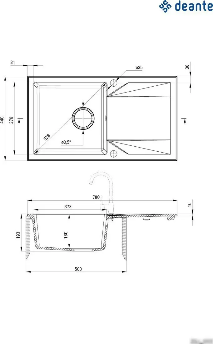 Кухонная мойка Deante ZQJ_5113 - фото товара