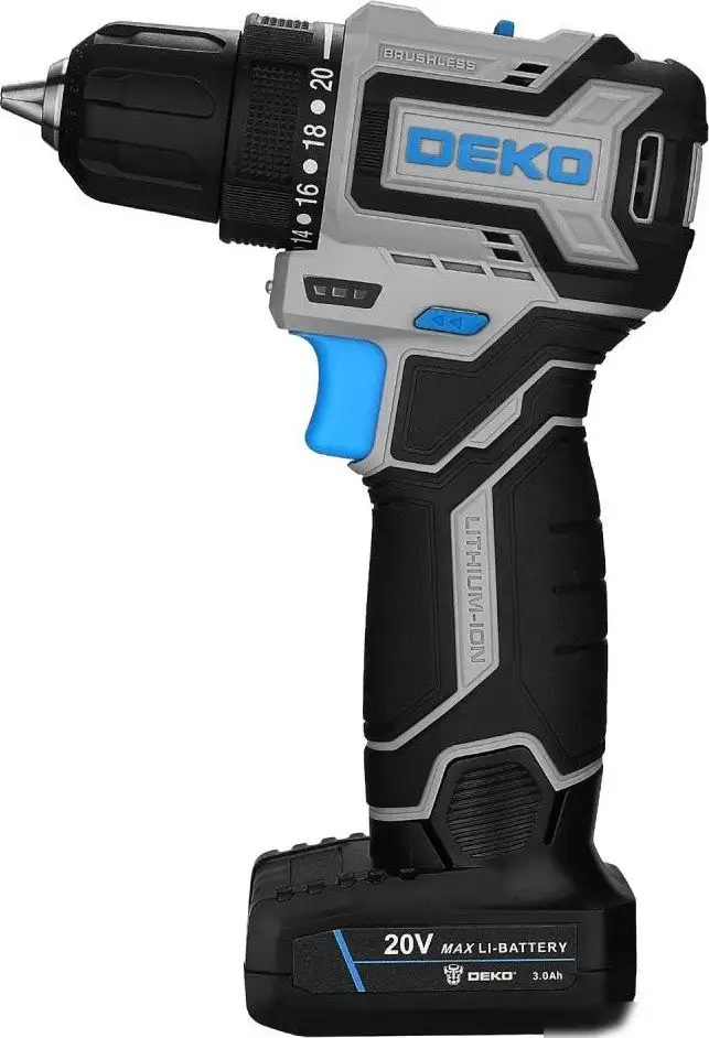 Дрель-шуруповерт Deko Loner 20V PRO 085-1010 (с 2-мя АКБ, кейс) – фото товара