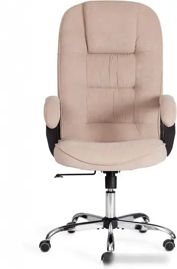 Офисное кресло TetChair СН9944 флок/хром (бежевый) – фото товара