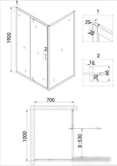 Душевой уголок Niagara NG-83-10AB-A70B 100x70 - фото товара