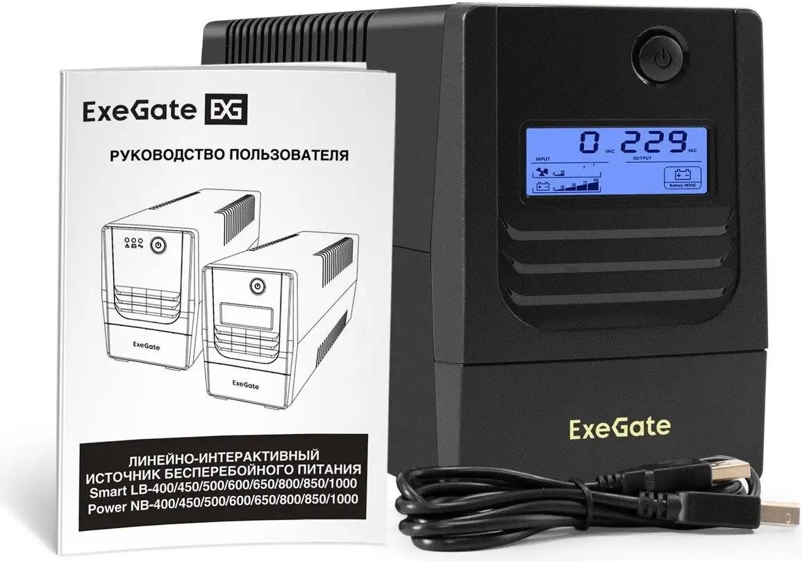 Источник бесперебойного питания ExeGate Smart LB-650.LCD.AVR.2SH.USB – фото товара