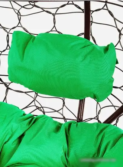 Подвесной диван M-Group Лежебока 11180204 (с коричневым ротангом/зеленая подушка) – фото товара