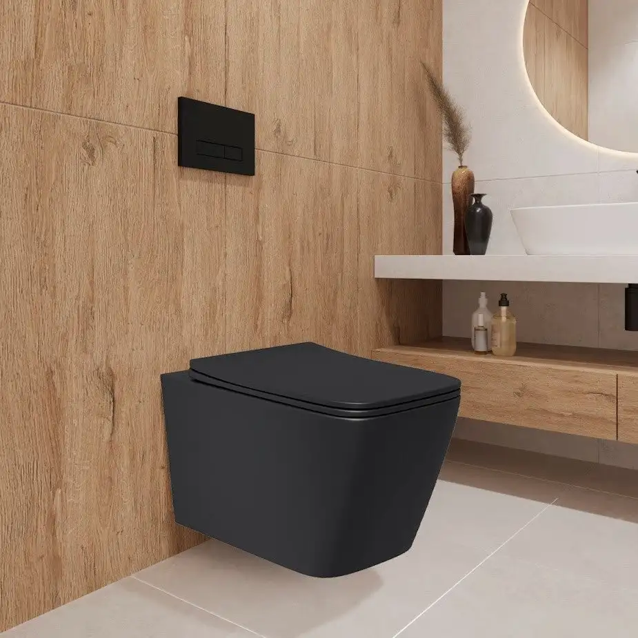 Унитаз подвесной Lauter Magdeburg с жестким сиденьем Soft Close 21103EC (черный матовый, скрытое крепление) - фото товара