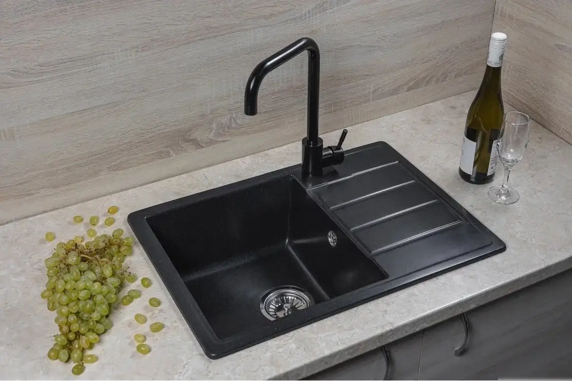 Кухонная мойка Marblan Recta L (оникс, с сифоном) - фото товара