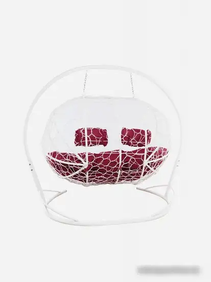 Подвесной диван M-Group Лежебока 11180102 (с белым ротангом/бордовая подушка) – фото товара