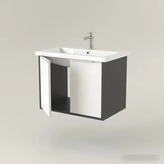 Дабер Тумба под умывальник 018 Cersanit Como 70 Т18.7С.0.20Б (белый древесный/серый/ручка белая) – фото товара