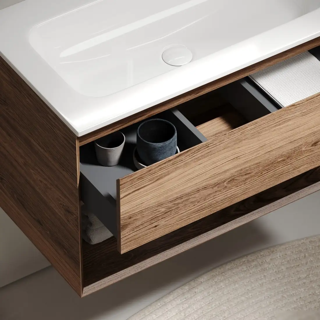 Sancos Тумба под умывальник Marmi 1.0 MR1.0100RECH (дуб чарльстон, правая) – фото товара