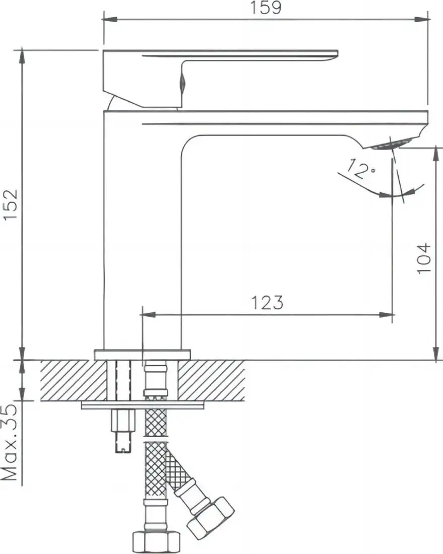 Умывальник Lauter 21441B + Moon 21СК691BS с сифоном 21635B (черный матовый) - фото товара