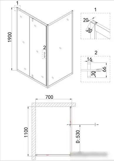 Душевой уголок Niagara NG-63-11A-A70 100x70 - фото товара