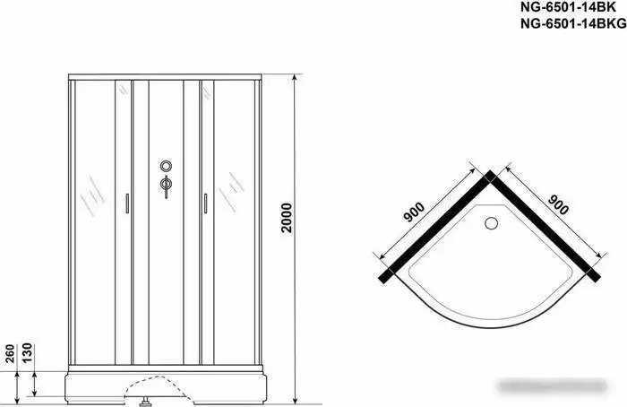 Душевая кабина Niagara NG-6501-14BKG 90x90x215 - фото товара
