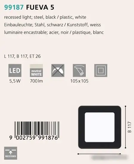 Точечный светильник Eglo Fueva 5 99187 – фото товара