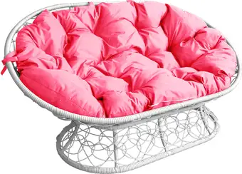 Садовый диван M-Group Мамасан 12110108 (белый ротанг/розовая подушка) – изображение в каталоге