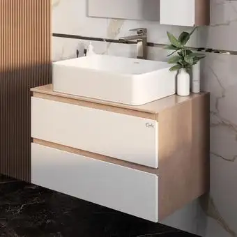 Onika Тумба под умывальник Алеста 80.13 108054 (камень светлый/белый) – изображение в каталоге