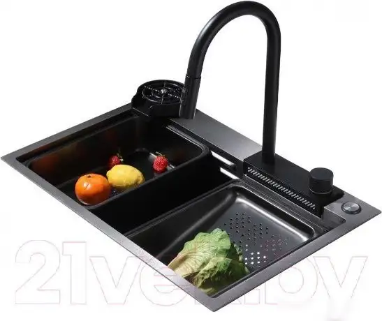 Кухонная мойка Abber Wasser Kreis AF2194B (черный матовый) - фото товара