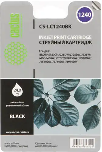 Картридж CACTUS CS-LC1240BK (аналог Brother LC1240BK) – изображение в каталоге