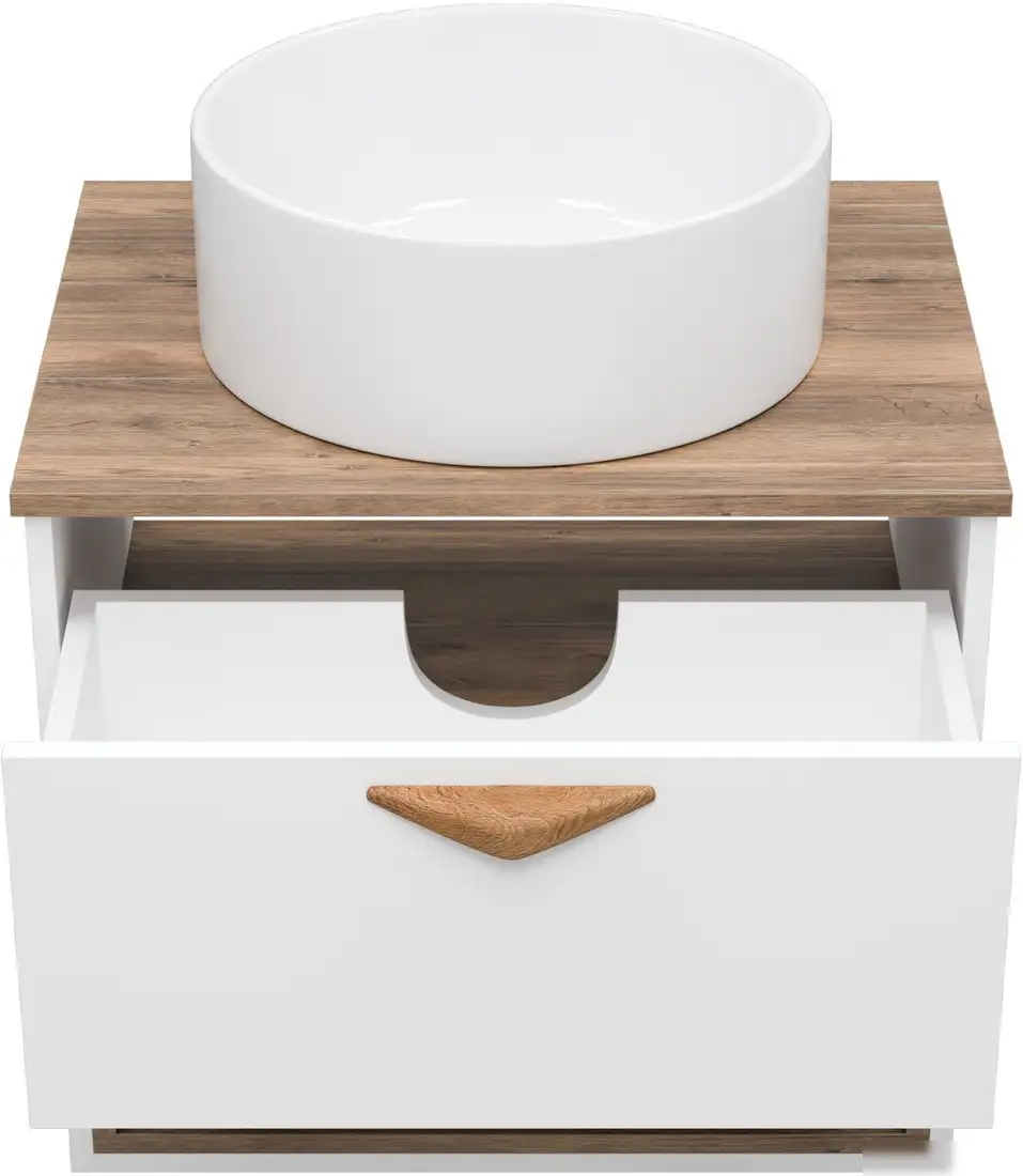 Brevita Тумба под умывальник Bergen 60 BER-07060-19-01-1Я (белый/темное дерево) – фото товара