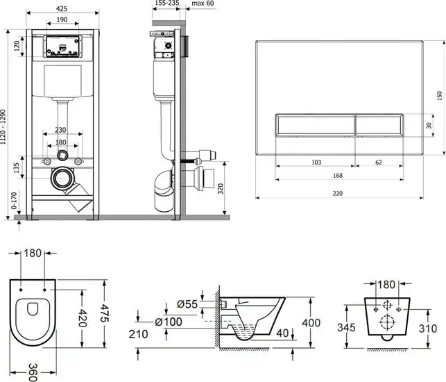 Унитаз Lavinia Boho Relfix Biore Compacto Rimless 6 в 1 75110143 (черный стекло) - фото товара