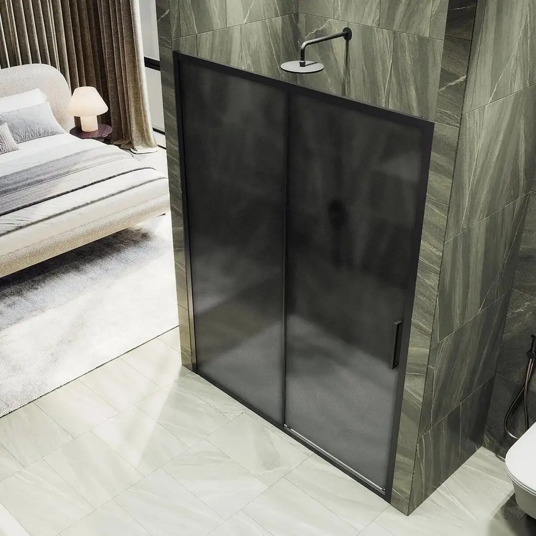 Душевая дверь MaybahGlass 195x150 MGD-1289-6 (графит матовый/черный) - фото товара