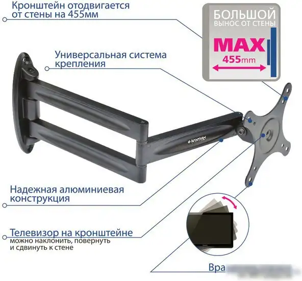 Кронштейн Kromax TECHNO-11 (черный) – фото товара