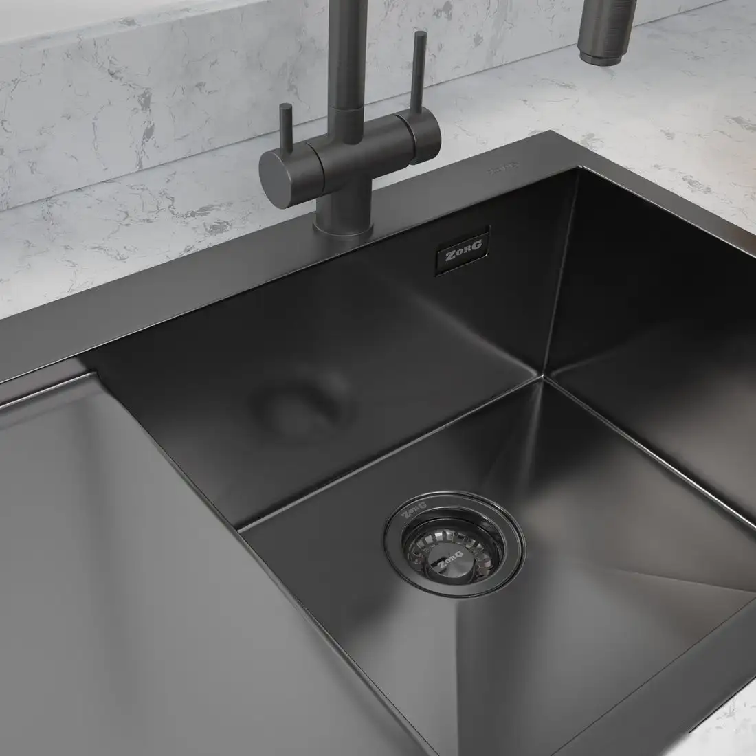 Кухонная мойка ZorG ZRN 5080 Premium R PVD Gunblack - фото товара