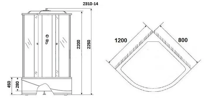 Душевая кабина Niagara NG-2310-14L 120x80x215 (матовое стекло, левая) - изображение в каталоге