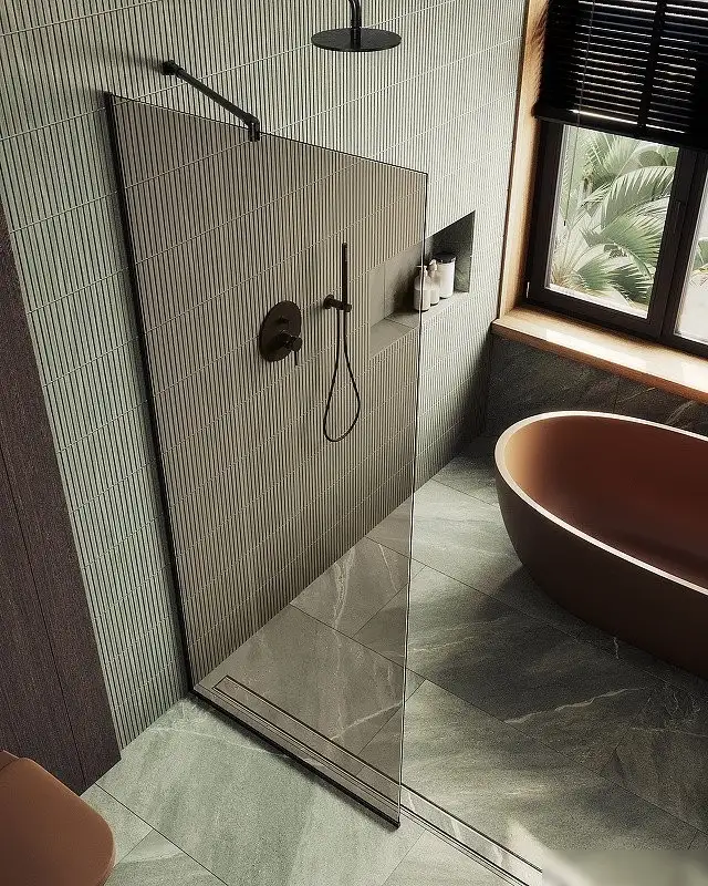 Душевая стенка MaybahGlass 119x195 MGD-684-6у (бронзовое стекло/черный) - фото товара