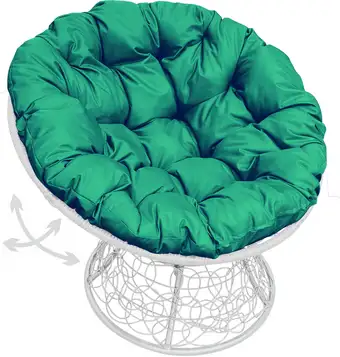 Кресло M-Group Папасан пружинка 12050104 (белый ротанг/зеленая подушка) – изображение в каталоге