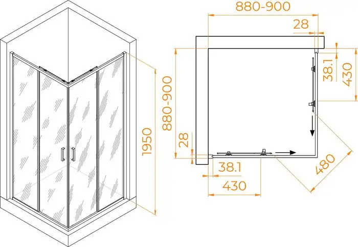 Душевой уголок RGW PA-39B 03083999-14 90x90 (черный/прозрачное стекло) - фото товара