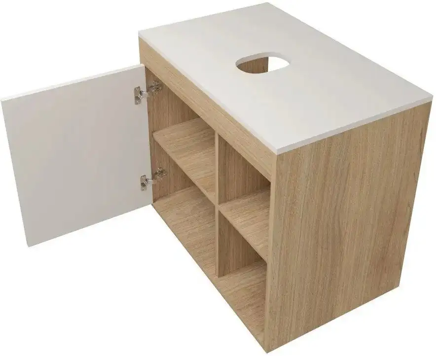 Teymi Тумба под умывальник Nura 80 T60533 (дуб эврика/белый матовый) – фото товара