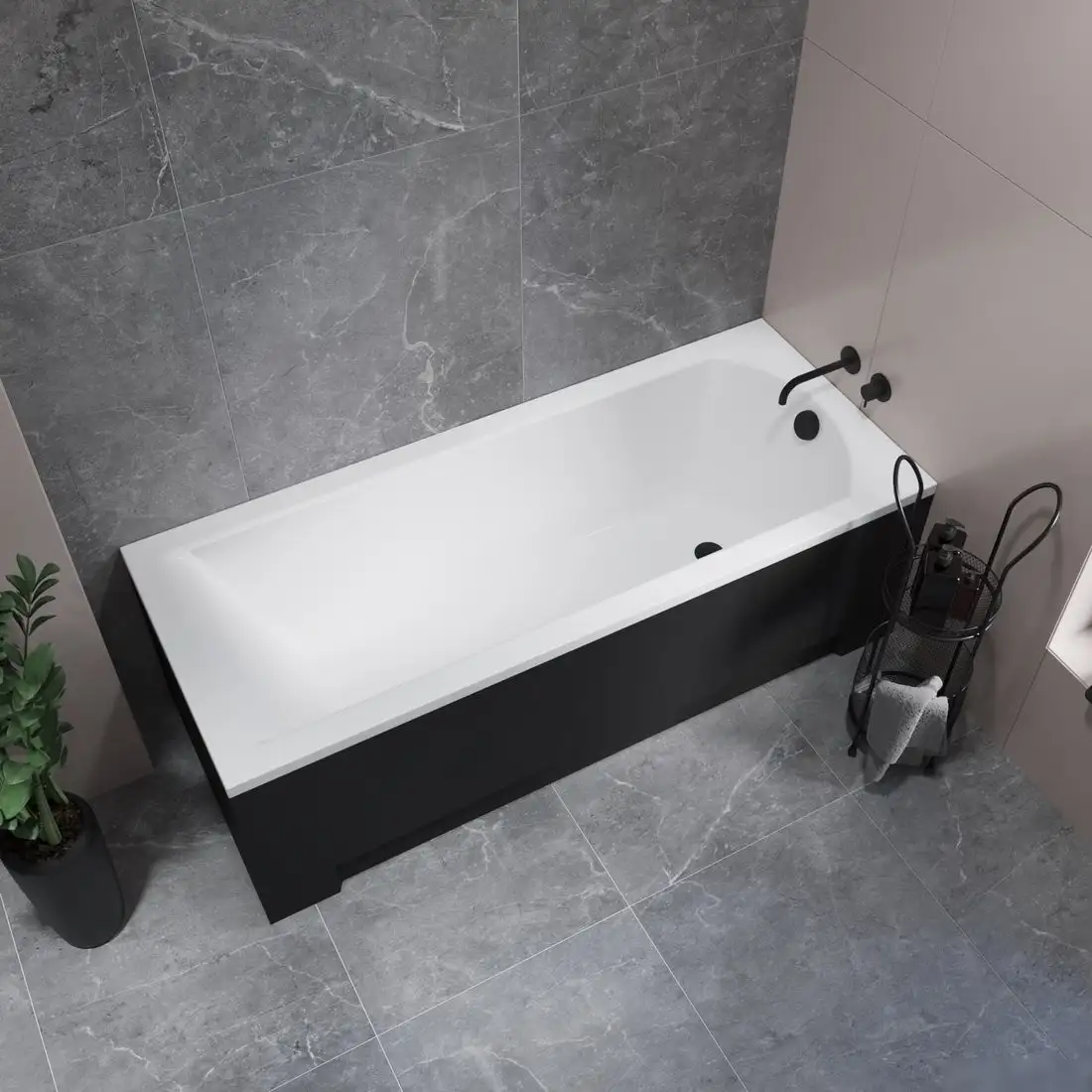 Ванна Lauter Amelia 150 21204050 (с каркасом, лицевым экраном черного цвета) - фото товара