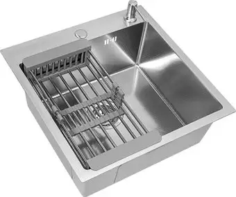 Кухонная мойка Basic CL DS Decor 50x50 (сатин, коландер, дозатор) - изображение в каталоге