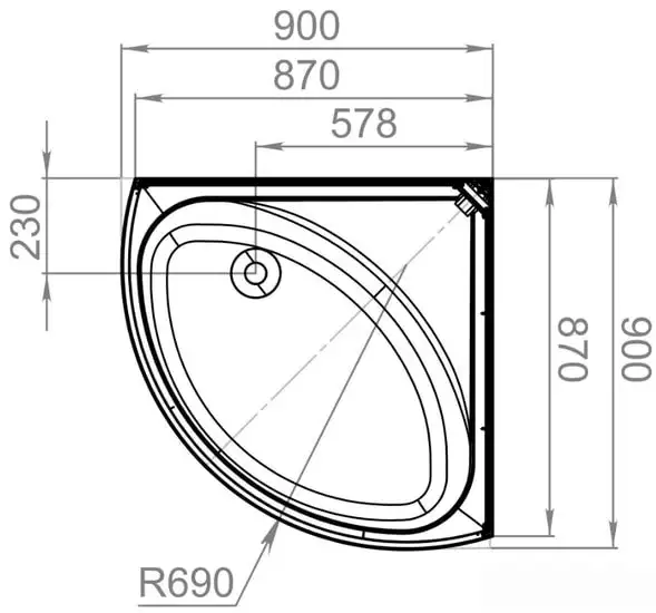 Душевая кабина Domani-Spa Simple High 90x90 (сатин матовое стекло/белый) - фото товара